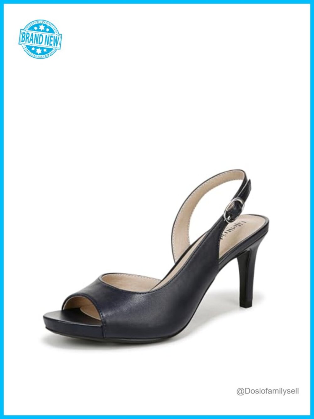 Peep Toe Slingback Pump 3 Inch Heel Faux Leather Dress Shoe